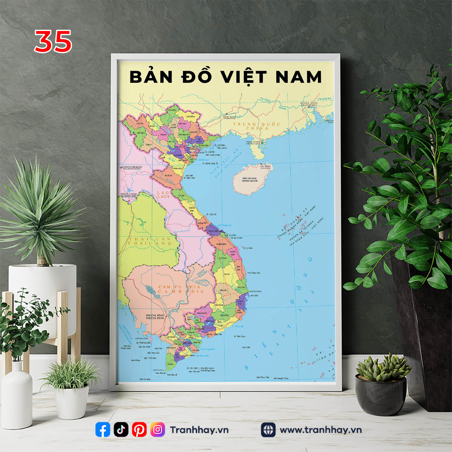 Tranh Treo Tường Tdl035: Bản Đồ Việt Nam