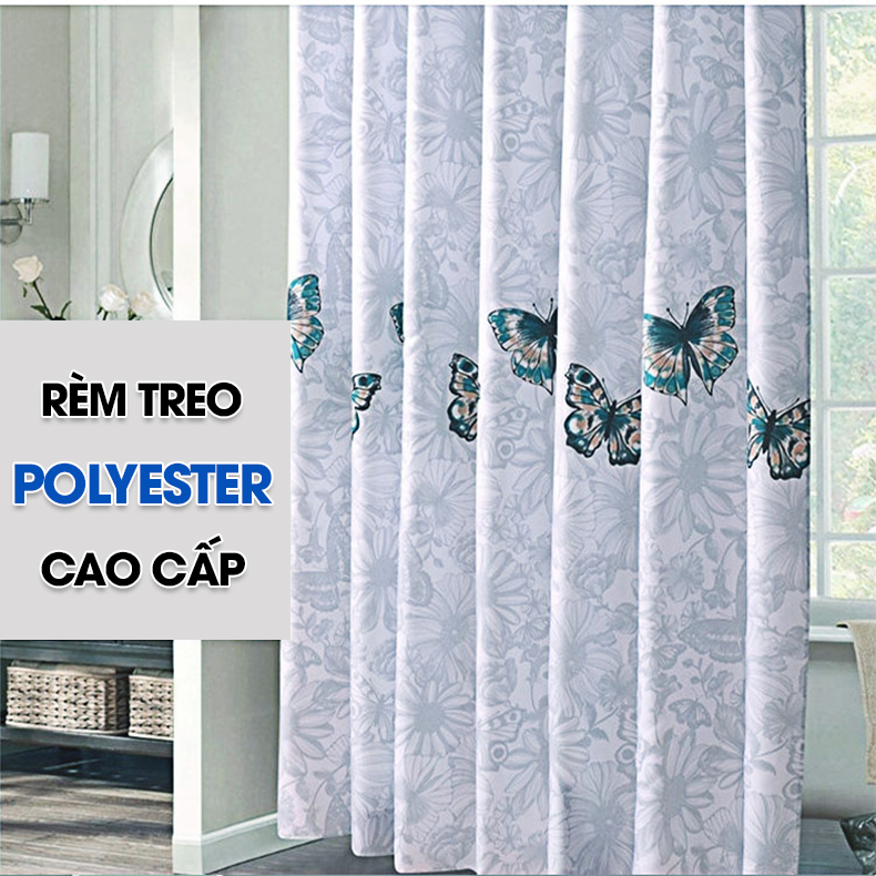 Rèm treo nhà tắm khách sản motel vải Poliester cao cấp Bươm Bướm