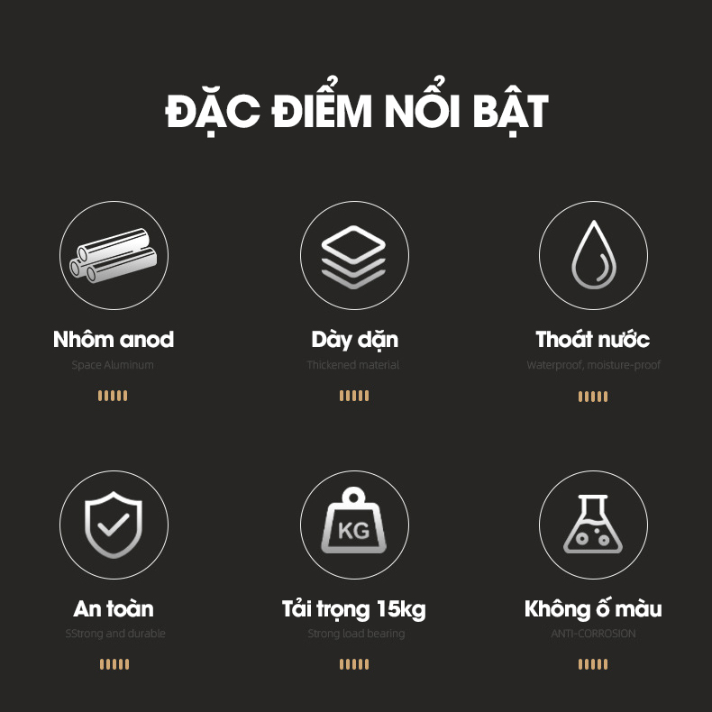 Kệ treo bồn rửa chén, kệ để nước rửa chén giẻ rửa bát nhà bếp LH-2232 Nhôm Anod không rỉ