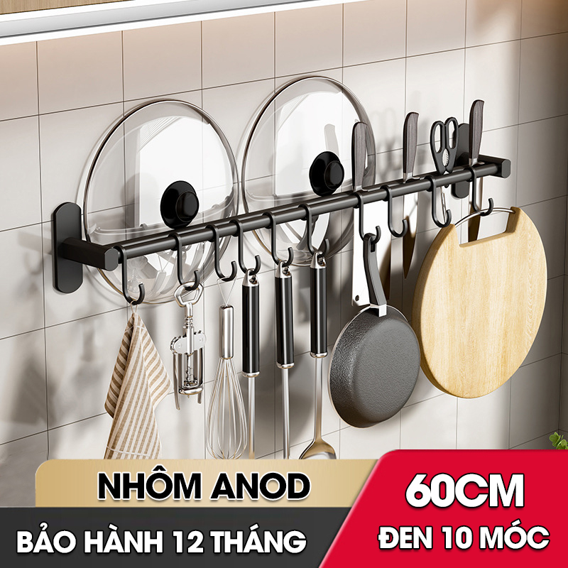 Móc treo nhà bếp đa năng có rảnh để dao và gác nắp nồi Nhôm Anod không rỉ RX08