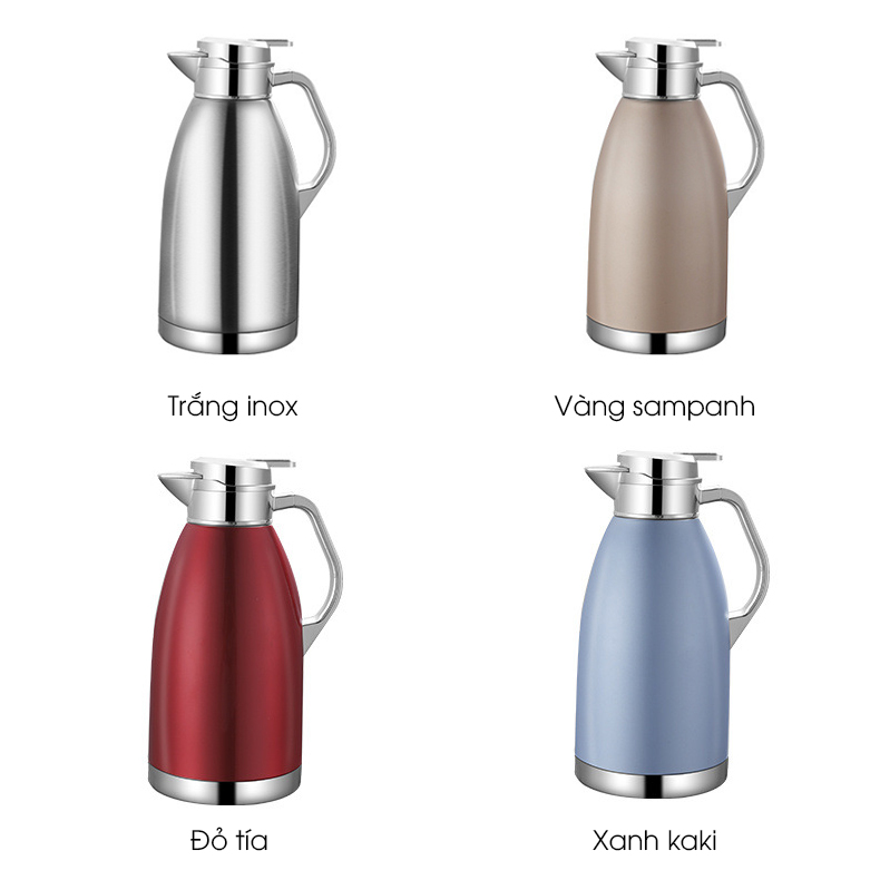 Bình giữ nhiệt, ấm giữ nhiệt loại lớn 2.3L phong cánh châu Âu LH-2439, thời gian giữ nhiệt 24h, inox 304 cao cấp