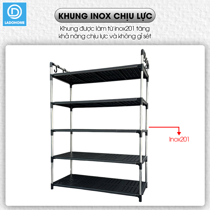 Kệ giày dép nhiều tầng khung inox chịu lực LD-3545