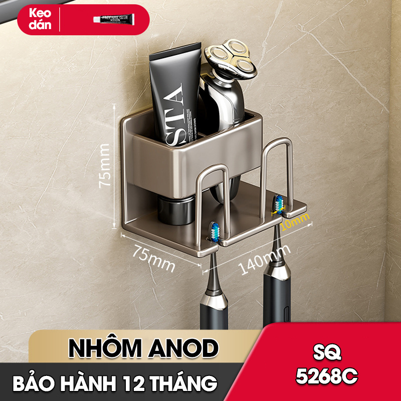 Kệ treo bàn chải và cốc đánh răng kèm cốc SQ-5268C