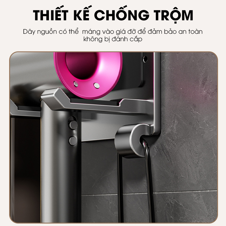 Giá treo máy sáy tóc chống trộm dán tường LD-7706 nhôm hợp kim không rỉ