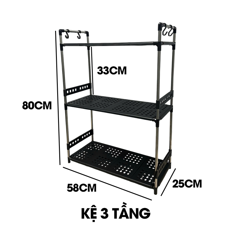 Kệ nhà bếp, kệ để đồ gia dụng nồi cơm điện, lò vi sóng, nồi chiên không dầu LD-3642, khung inox không rỉ chịu tải lớn