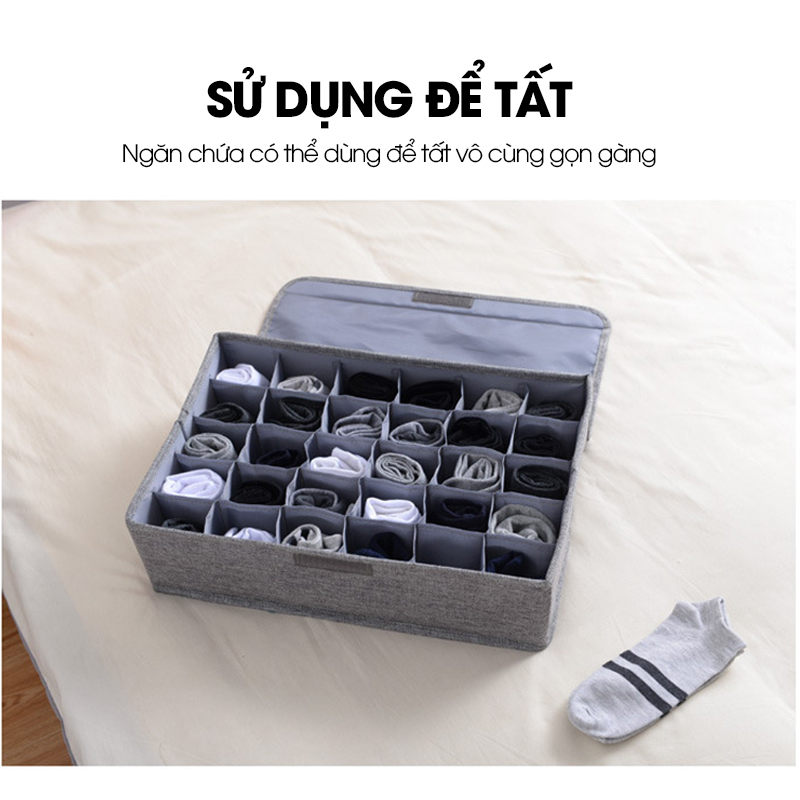 Hộp đựng đồ lót 30 ngăn có nắp đậy khóa kéo chống ẩm chống bụi LH-3344