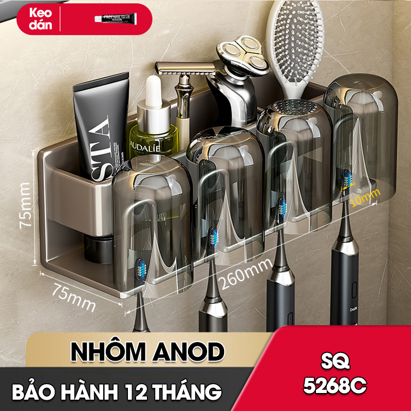 Kệ treo bàn chải và cốc đánh răng kèm cốc SQ-5268C