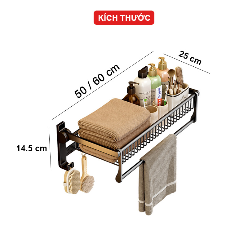 Giá kệ treo khăn đa năng nhôm anod SQ-6255