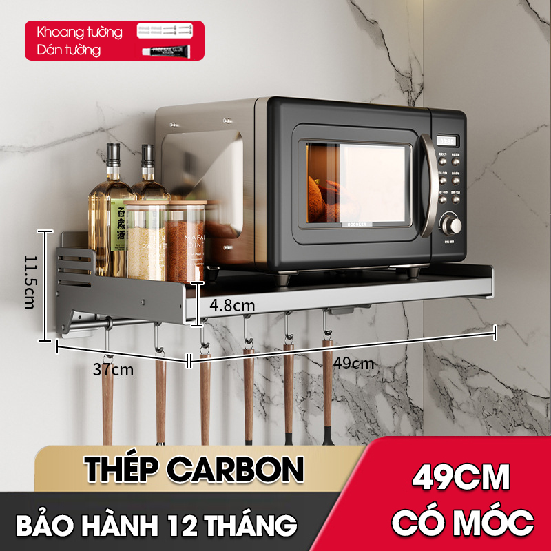 Kệ lò vi sóng, kệ gia vị kệ nhà bếp treo tường SQ-6188 thép carbon không rỉ