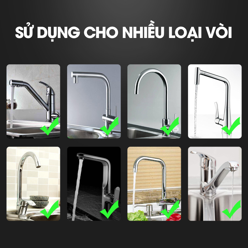 Đầu vòi cổ dài tăng áp 3 cấp độ gắng vòi rửa chén, dễ dàng xoay đến mọi ngóc ngách của bồn rửa