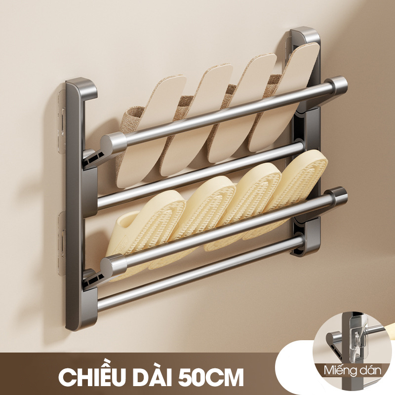 Kệ để giày dép treo tường 2 tầng LD-5233 nhôm anod không rỉ + tặng kèm miếng dán, tắt kê và vít