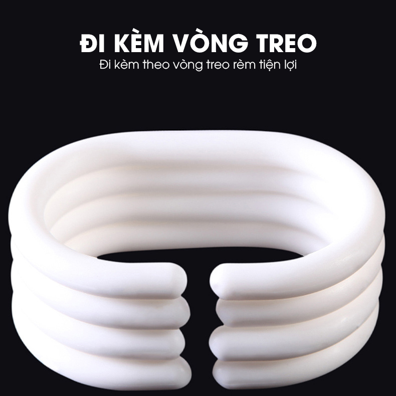 Rèm nhà tắm Poliester hoạt tiết Lá Rủ, chất liệu cao cấp không thấm nước, rèm lắp cho gia đình chung cư, khách sạn,...