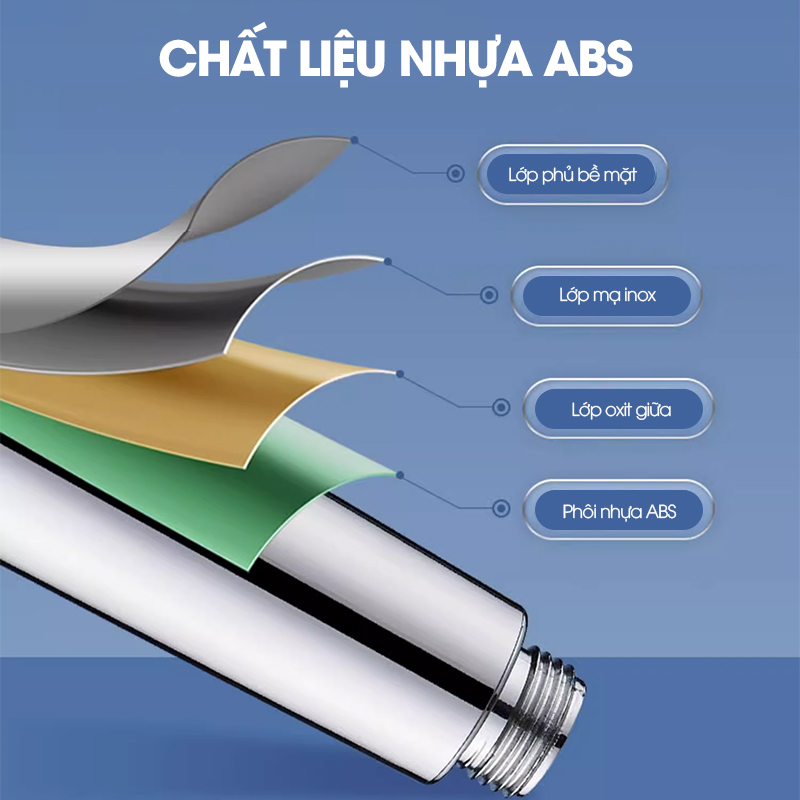 Bộ vòi sen tăng áp 4 chế độ SQ-9002 nhựa ABS + kèm lõi lọc, ống nối 1.5m và giá đỡ