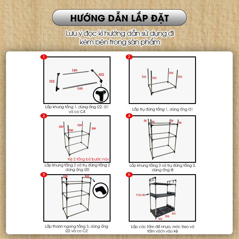 Kệ để gia vị nhà bếp khung inox chịu lực LD-3640