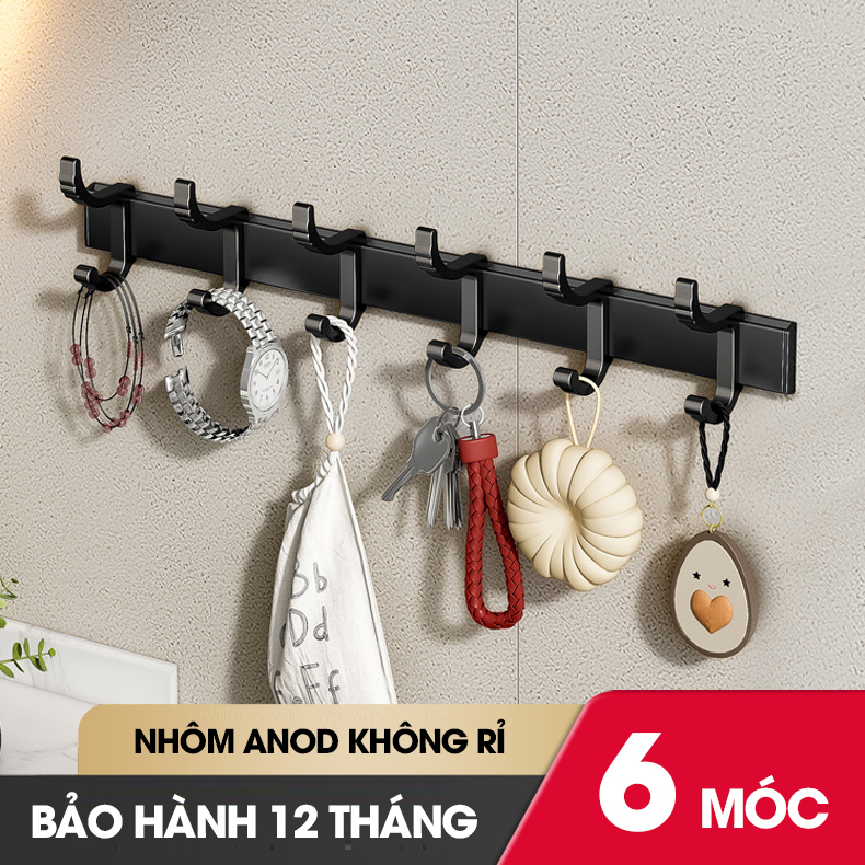 Móc treo dán tường treo quần áo, túi sách, vật dụng trong nhà RX04 Nhôm Anod không rỉ
