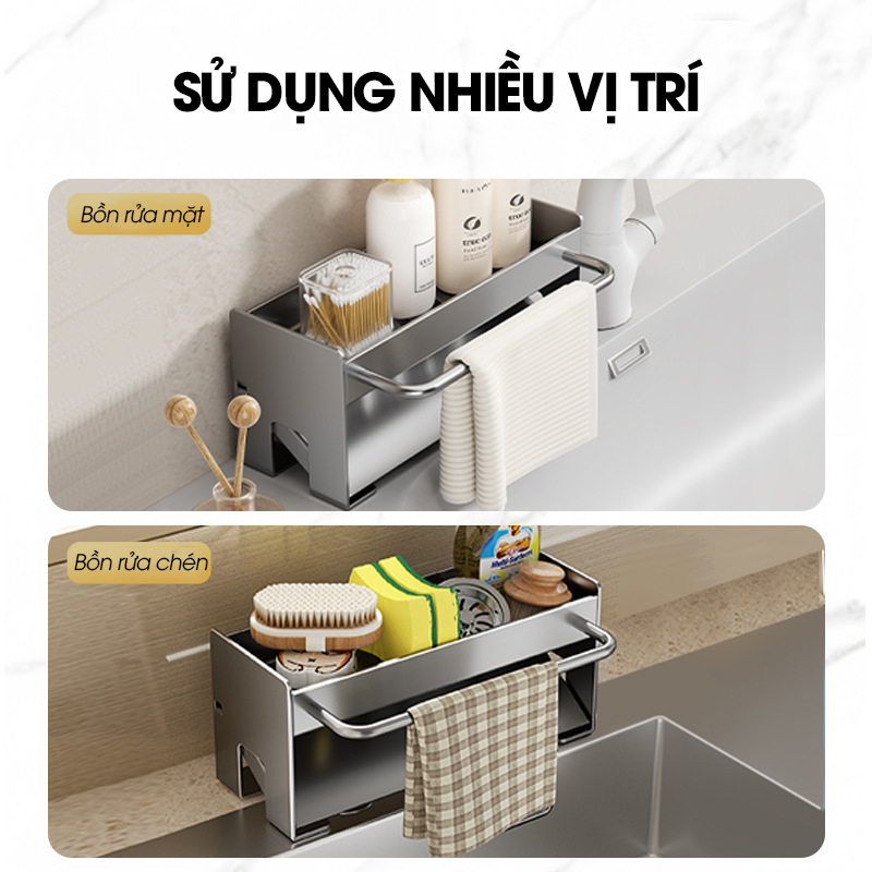 Kệ để đồ rửa chén, nước rửa chén bát, giẻ lau để bồn rửa LH-2345 thép carbon sơn nhiệt chống rỉ sét