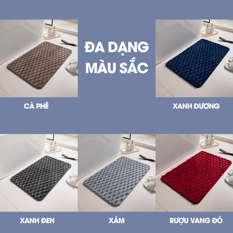 Thảm chùi chân lông nhung vân mai rùa lông dày mềm mịn chống trượt 40x60cm