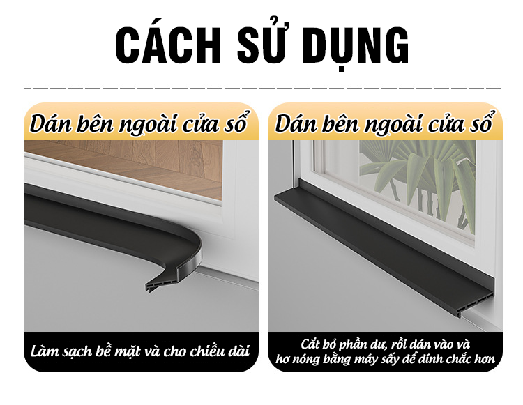 Tấm chắn nước mưa cho cửa sổ ngoài trời D1994, giúp ngăn mưa tạt và nước thấm lậu qua khe cửa sổ