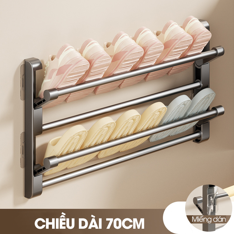 Kệ để giày dép treo tường 2 tầng LD-5233 nhôm anod không rỉ + tặng kèm miếng dán, tắt kê và vít