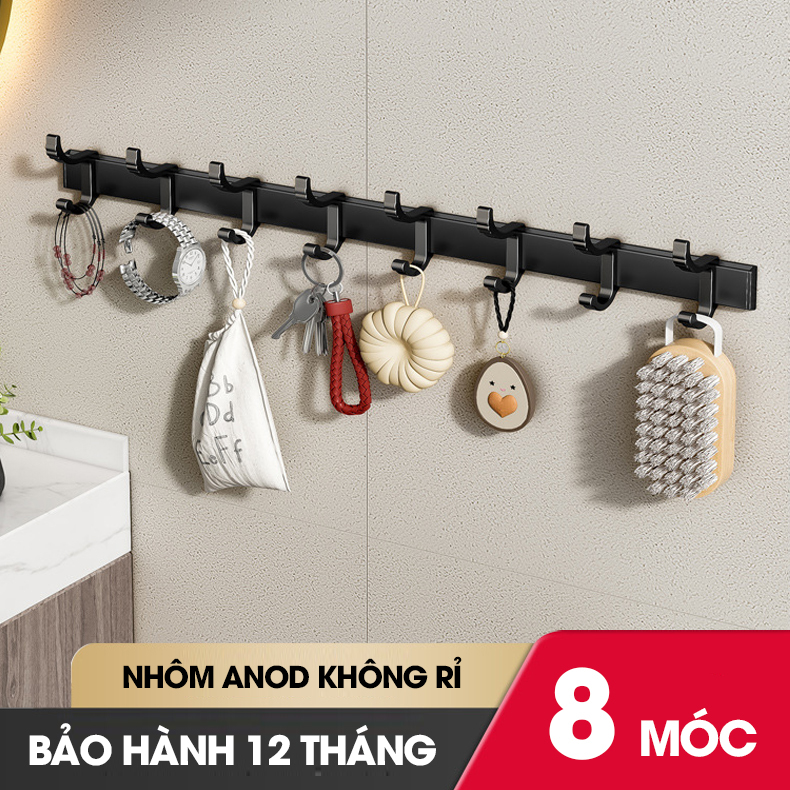 Móc treo dán tường treo quần áo, túi sách, vật dụng trong nhà RX04 Nhôm Anod không rỉ