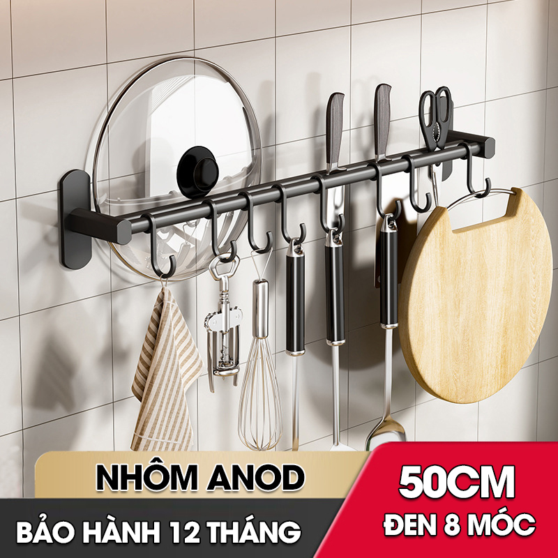 Móc treo nhà bếp đa năng có rảnh để dao và gác nắp nồi Nhôm Anod không rỉ RX08