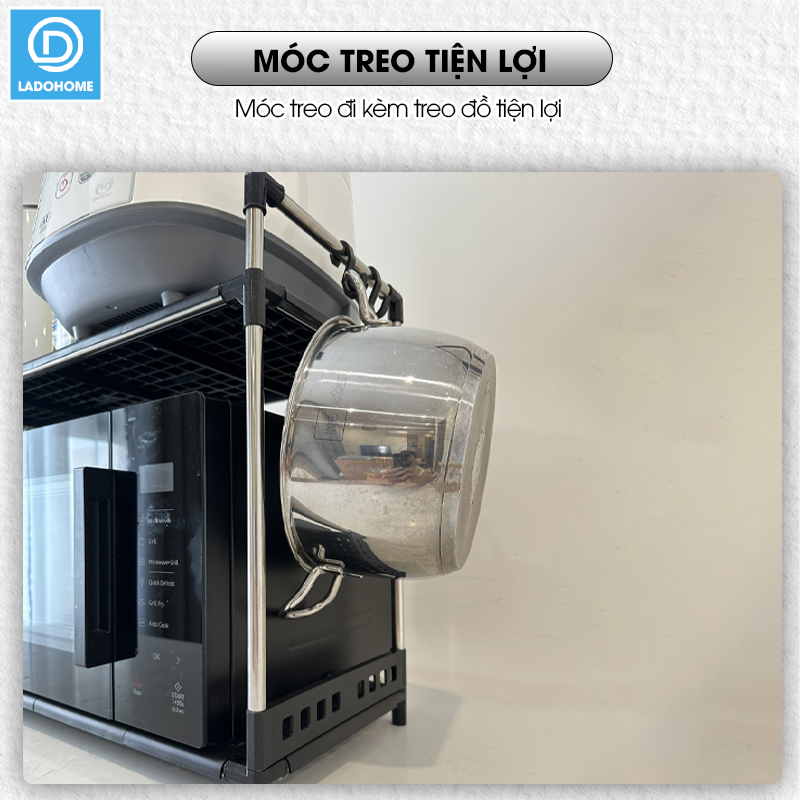 Kệ nhà bếp, kệ để đồ gia dụng nồi cơm điện, lò vi sóng, nồi chiên không dầu LD-3642, khung inox không rỉ chịu tải lớn