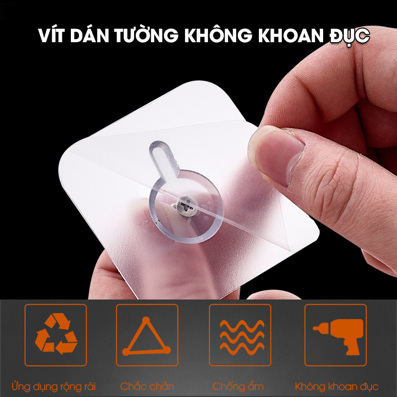 Vít dán tường không cần khoan đục để treo vật dụng, kệ nhà tắm nhà bếp