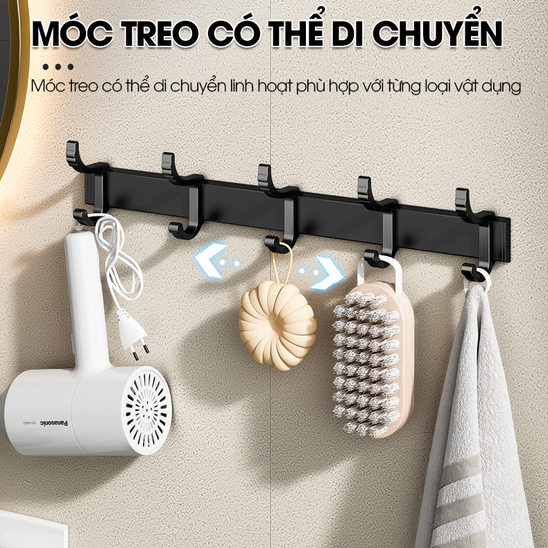 Móc treo dán tường treo quần áo, túi sách, vật dụng trong nhà RX04 Nhôm Anod không rỉ