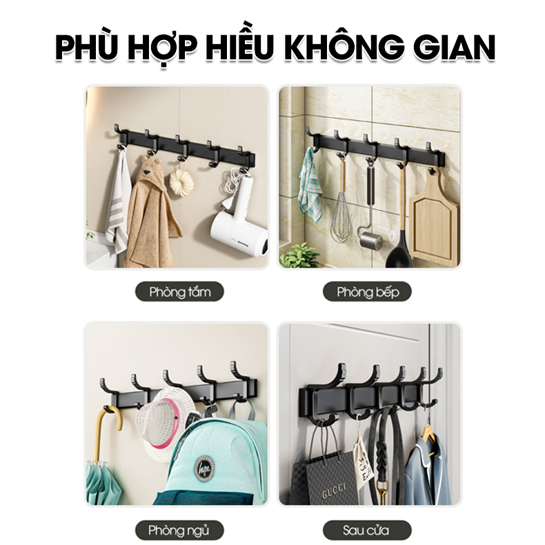 Móc treo dán tường treo quần áo, túi sách, vật dụng trong nhà RX04 Nhôm Anod không rỉ