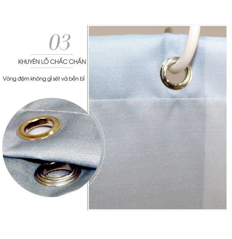 Rèm treo nhà tắm vài Poliester cao cấp Hoa văn sóng lượng