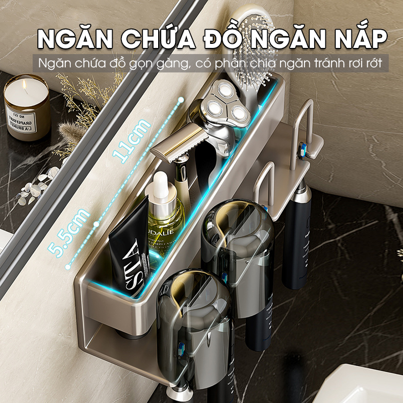 Kệ treo bàn chải và cốc đánh răng kèm cốc SQ-5268C