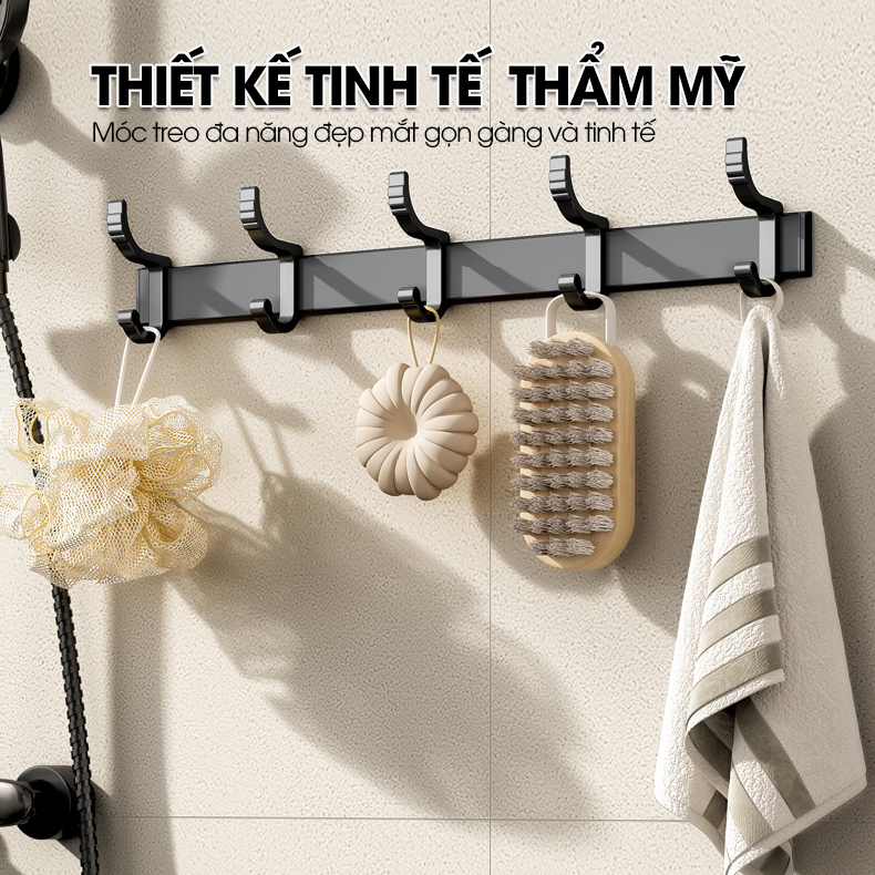 Móc treo dán tường treo quần áo, túi sách, vật dụng trong nhà RX04 Nhôm Anod không rỉ
