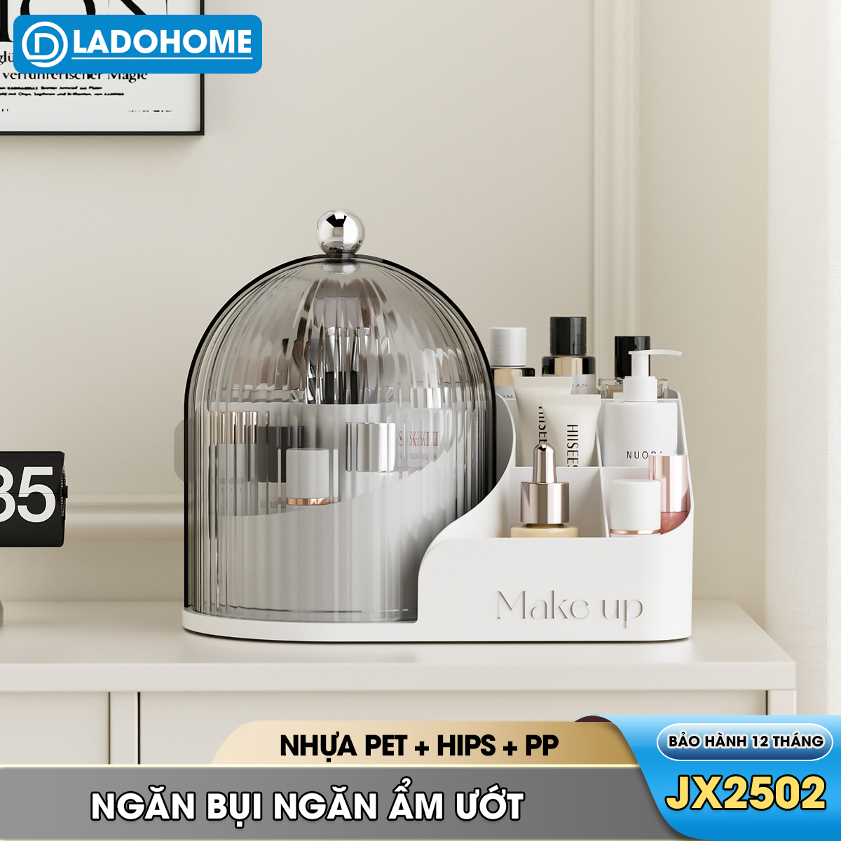 Hộp đựng cọ trang điểm, son môi, mỹ phẩn nắp xoay ngăn bụi JX2502