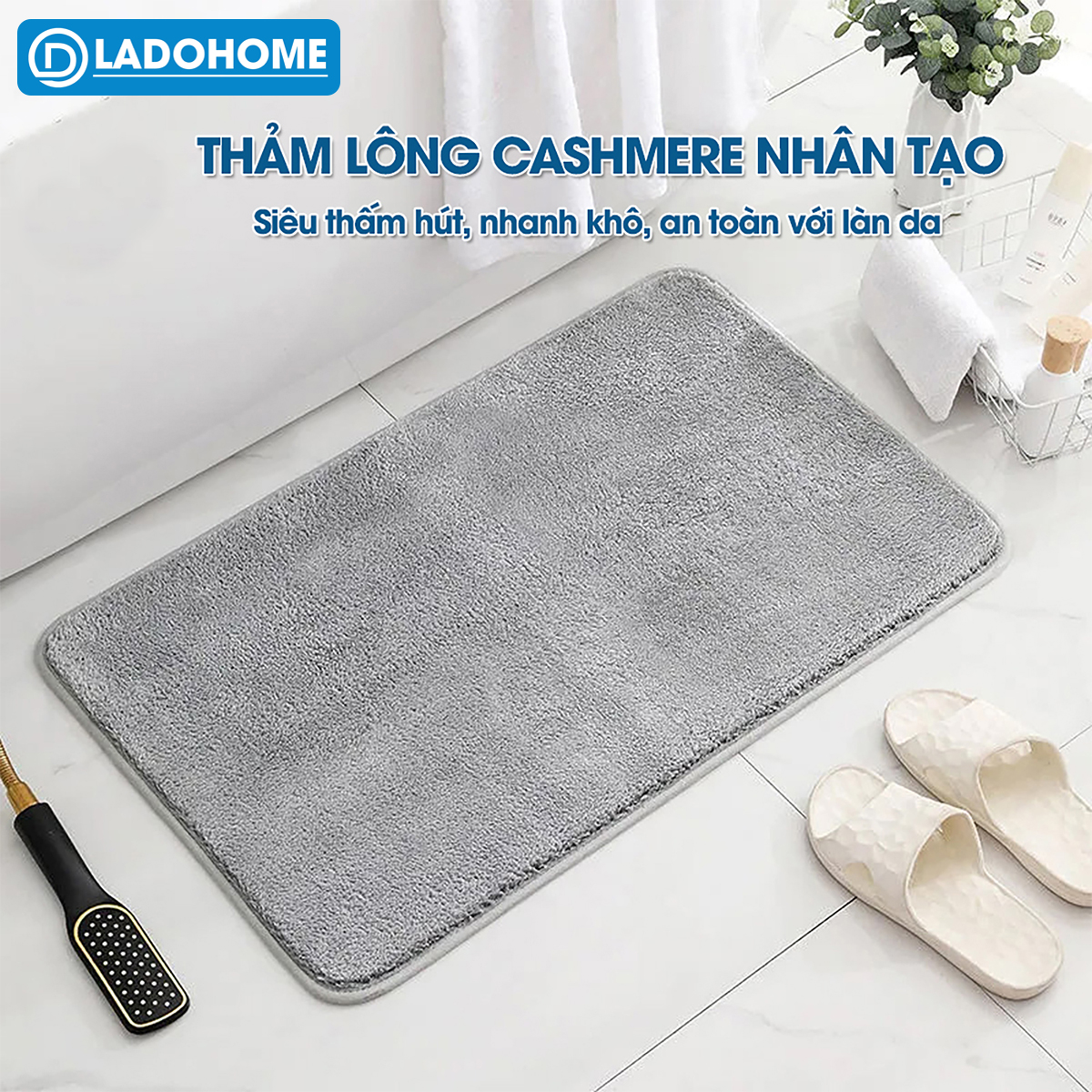 Thảm chùi chân lâu chân lông cashmere nhân tạo