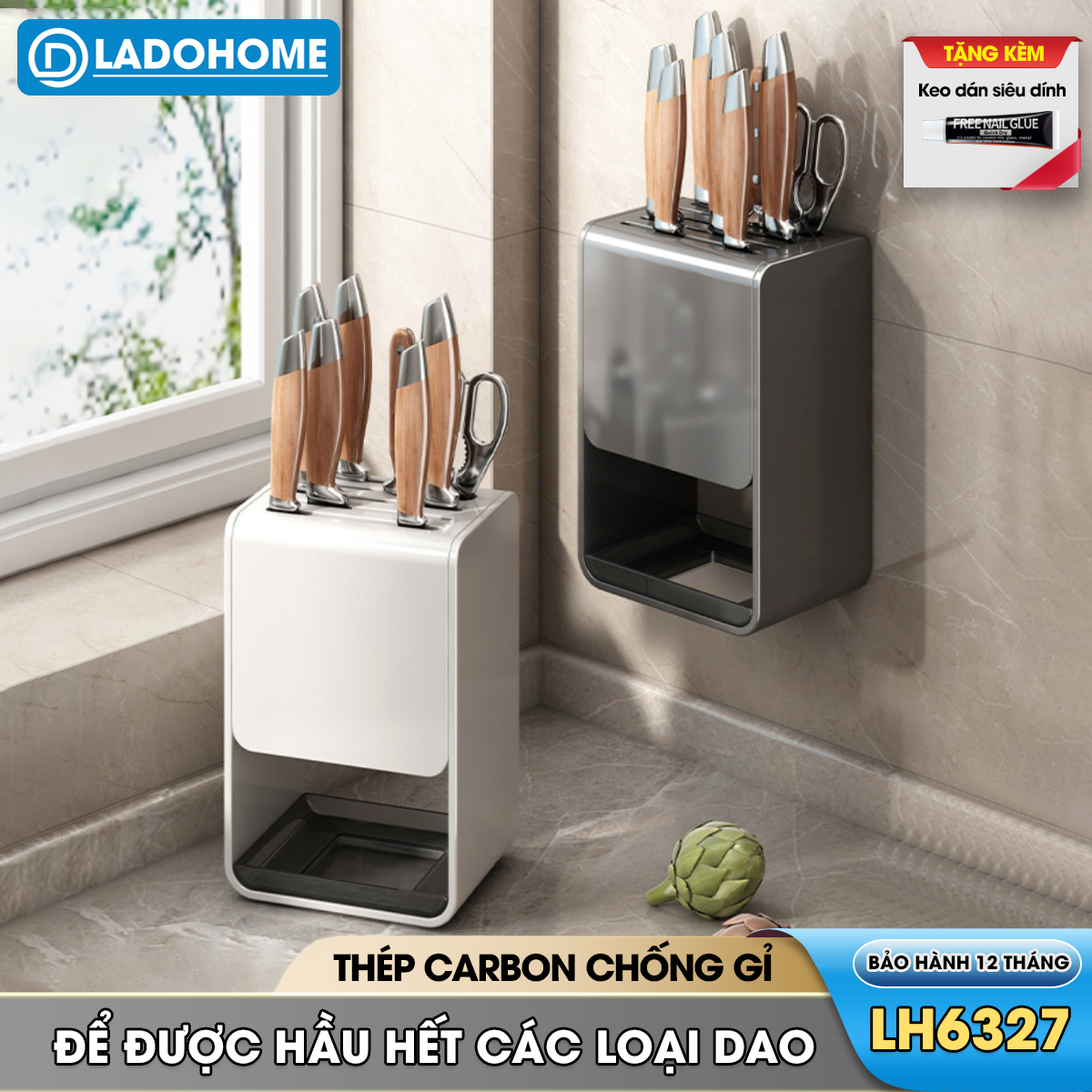 Giá để dao kệ dao để bàn treo tường LH-6327 thép carbon chống rỉ