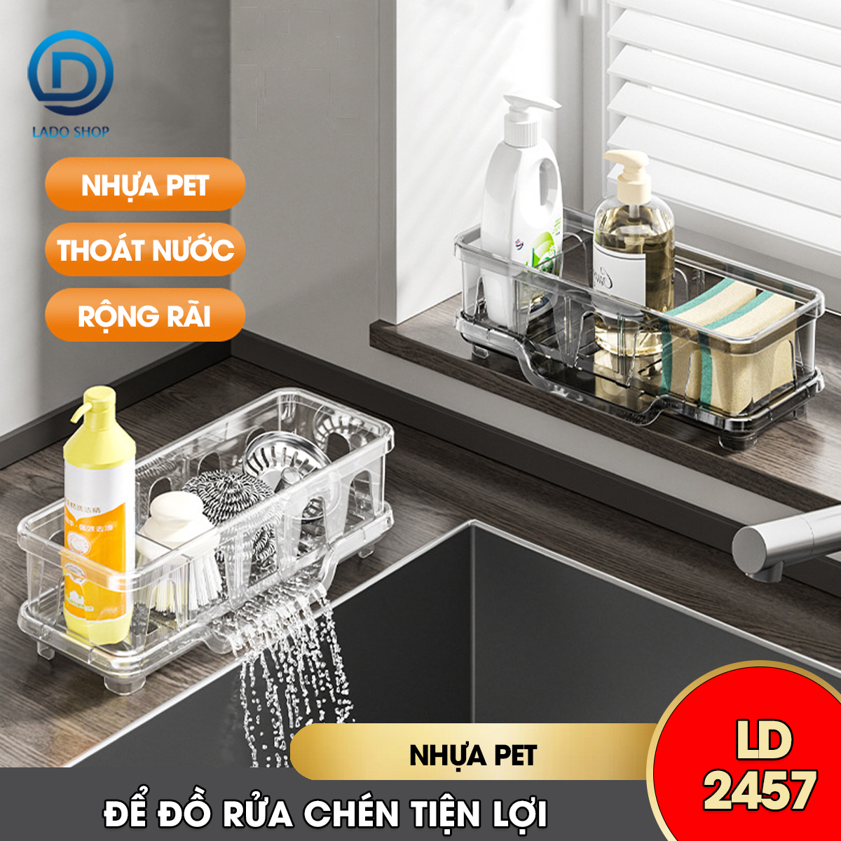 Giá để nước rửa chén, kệ để dụng cụ rửa bát đĩa LD-2457