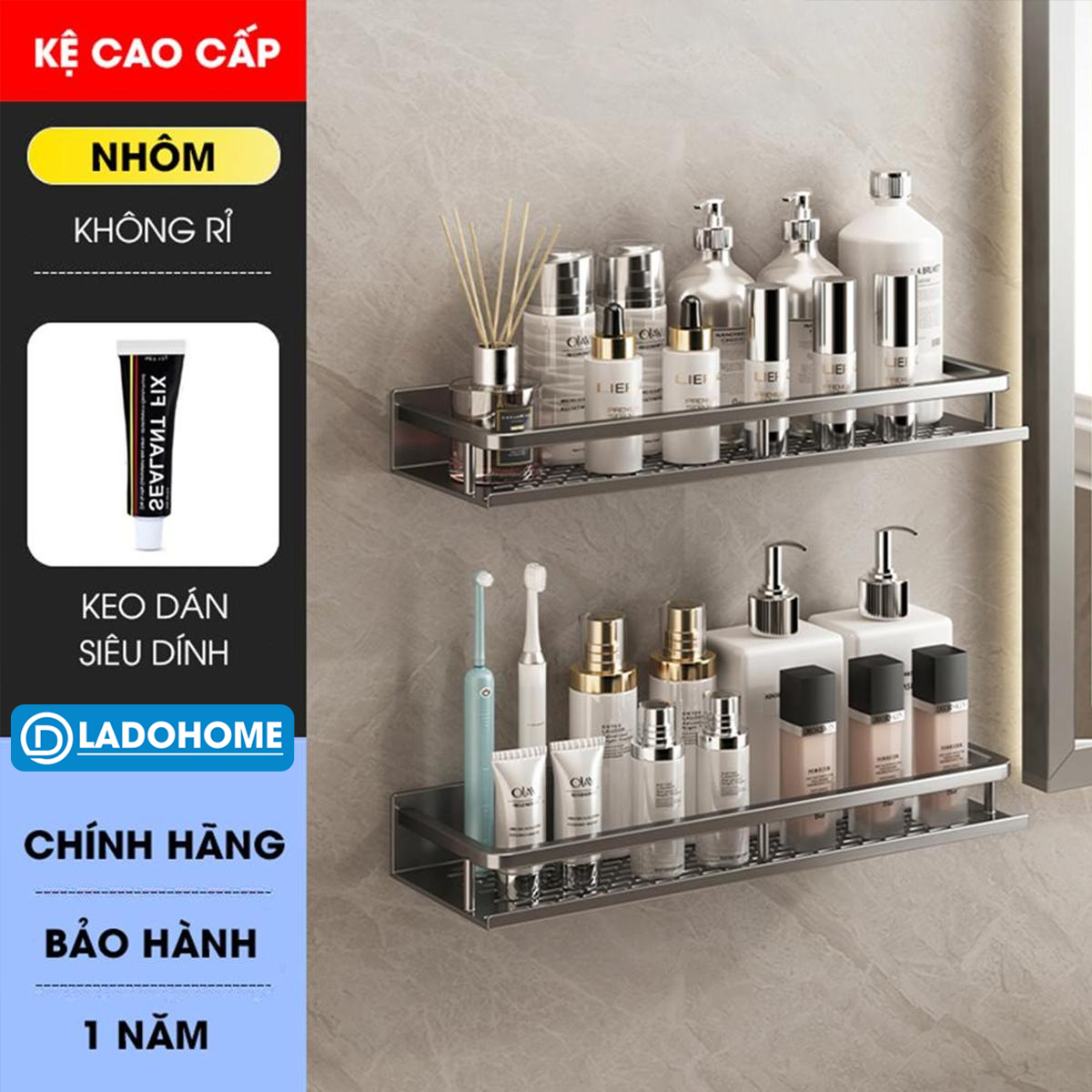 Kệ nhà tắm nhà bếp dán tường YQ-5578 Nhôm Anod không rỉ