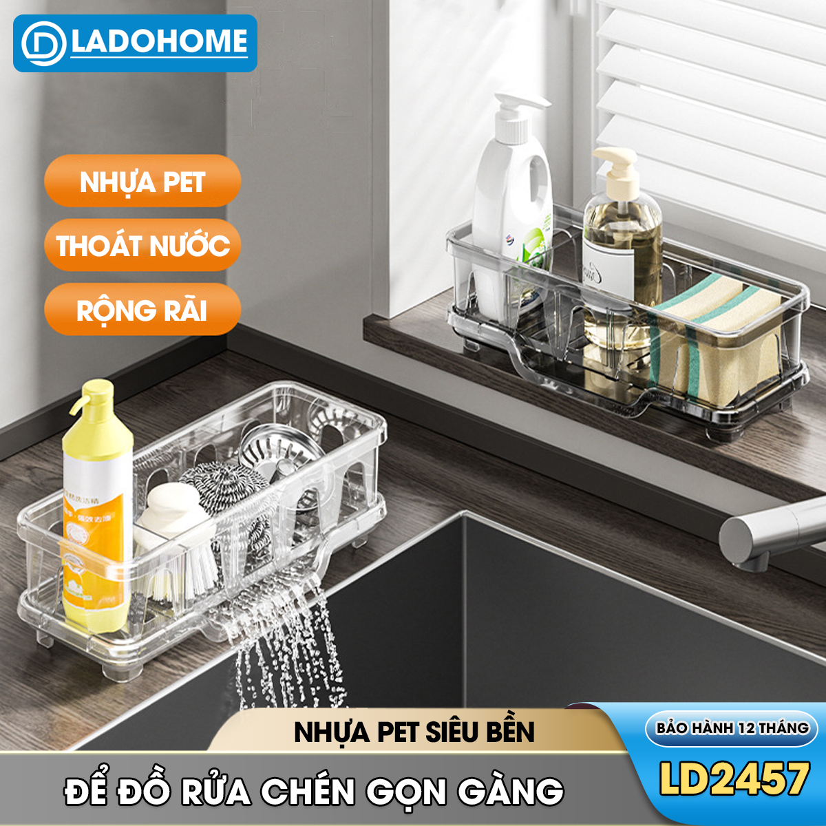 Giá để nước rửa chén, kệ để dụng cụ rửa bát đĩa LD-2457