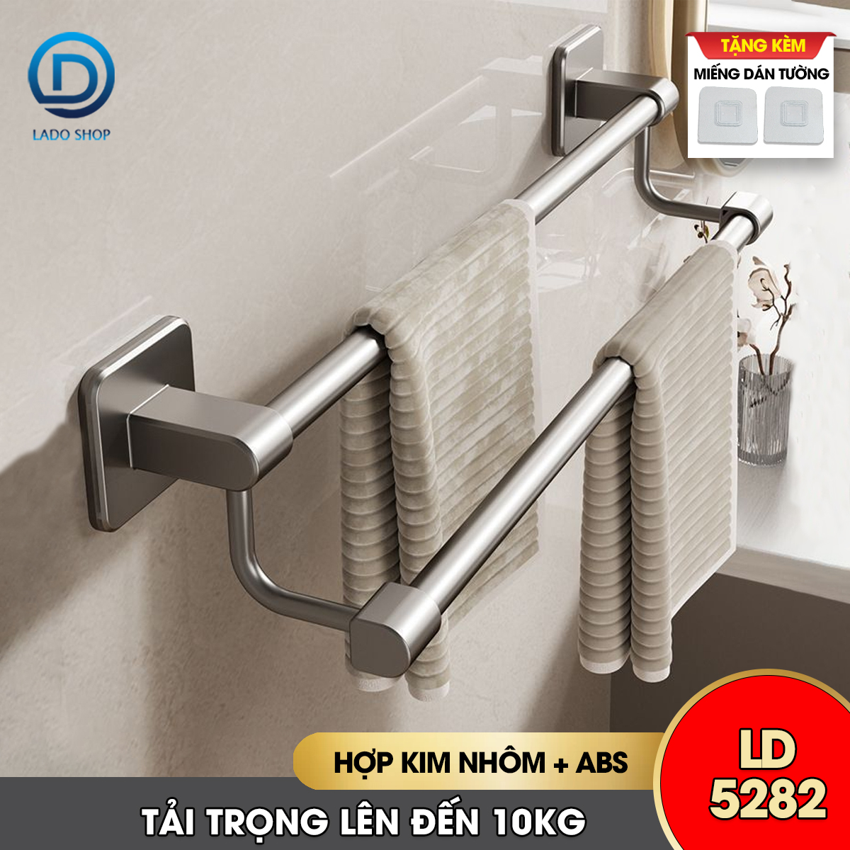 Giá treo khăn nhà tắm LD-5282 hợp kim nhôm không rỉ