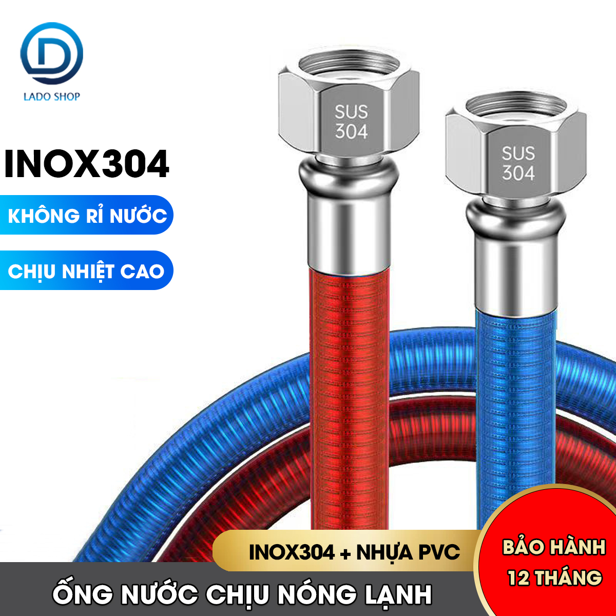 Ống dẫn nước nóng lạnh, ống nối cho bồn lavabo, bồn vệ sinh, máy giặt, máy nóng lạnh, inox 304 uốn cong tùy ý
