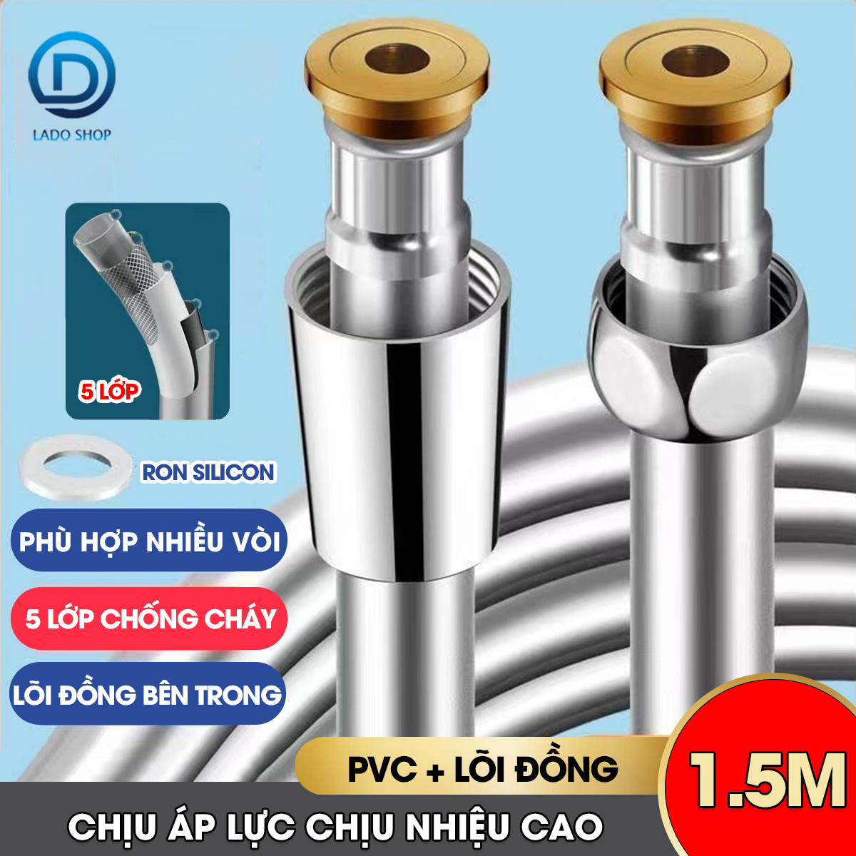 Dây sen tắm, ống nước vòi sen nhựa PVC chịu áp lực lớn