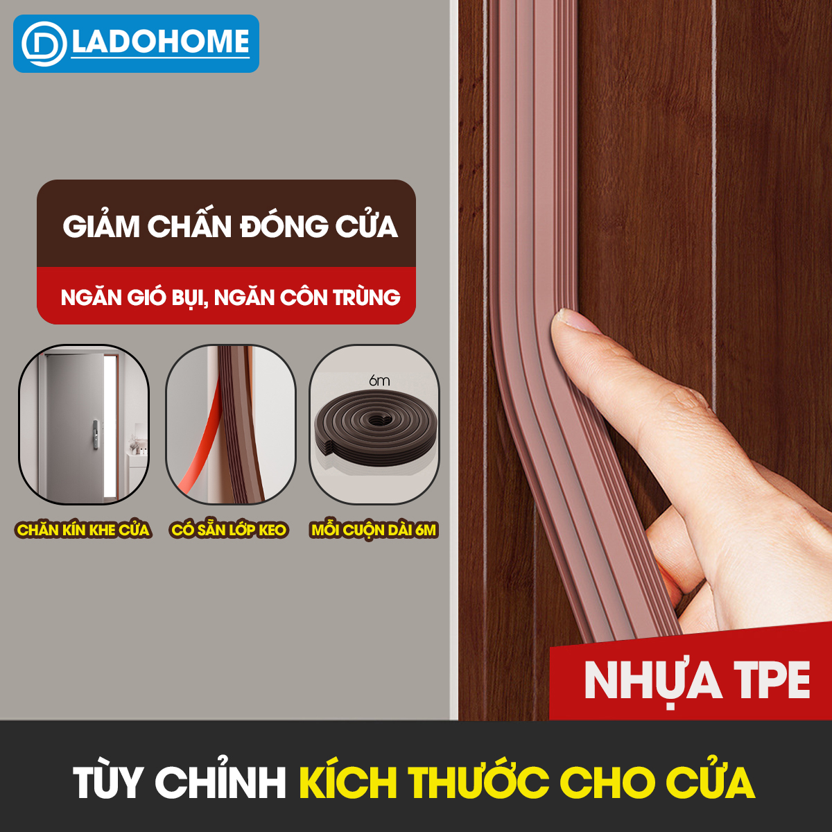 Ron giảm chấn chặn khe cửa D1900, chống va đập, giảm tiếng ồn, ngăn bụi có sẵn keo và có thể tùy chỉnh độ dày