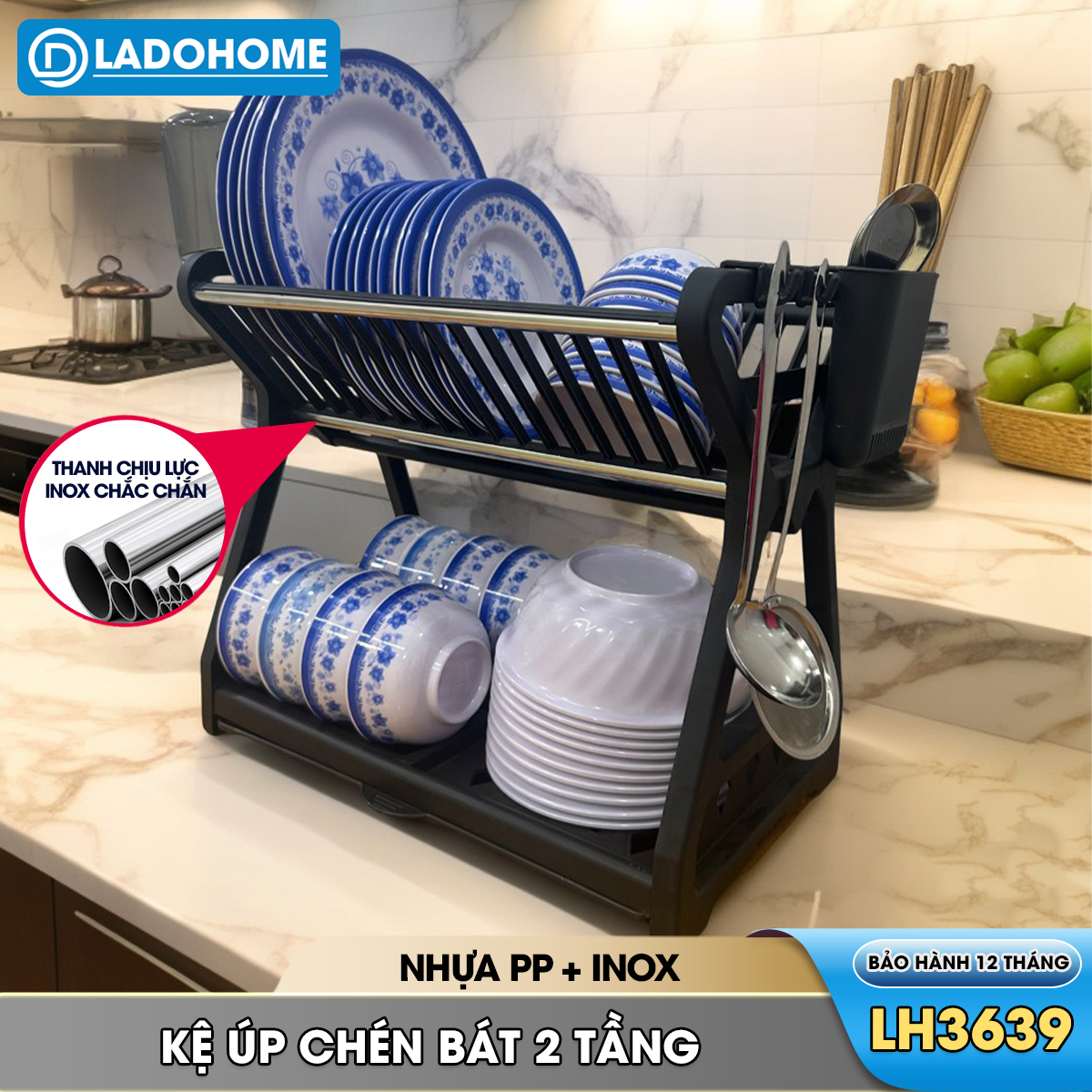 Kệ úp chén, kệ bát đĩa LH-3639