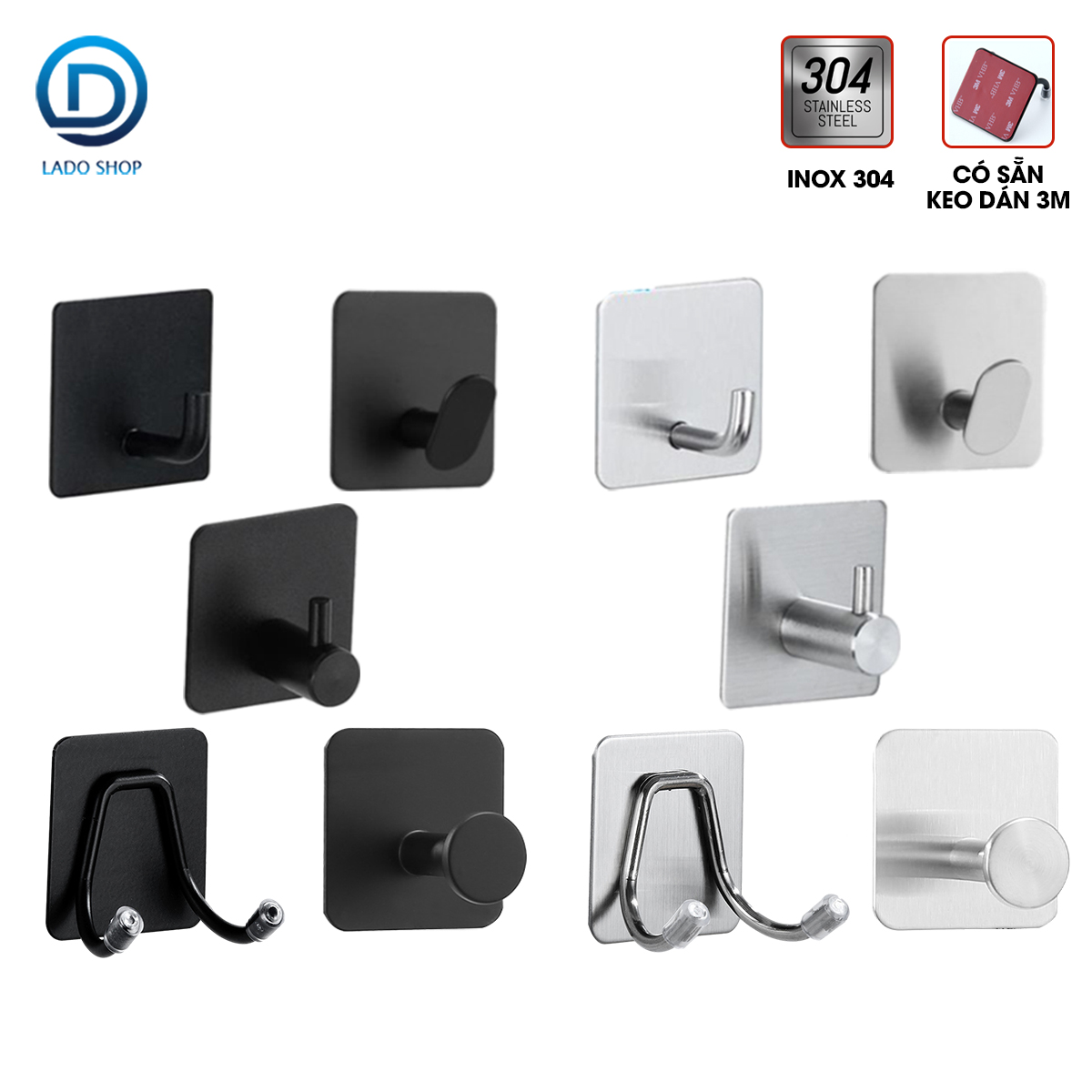 Móc dán tường móc treo đồ INOX 304 không rỉ IN02