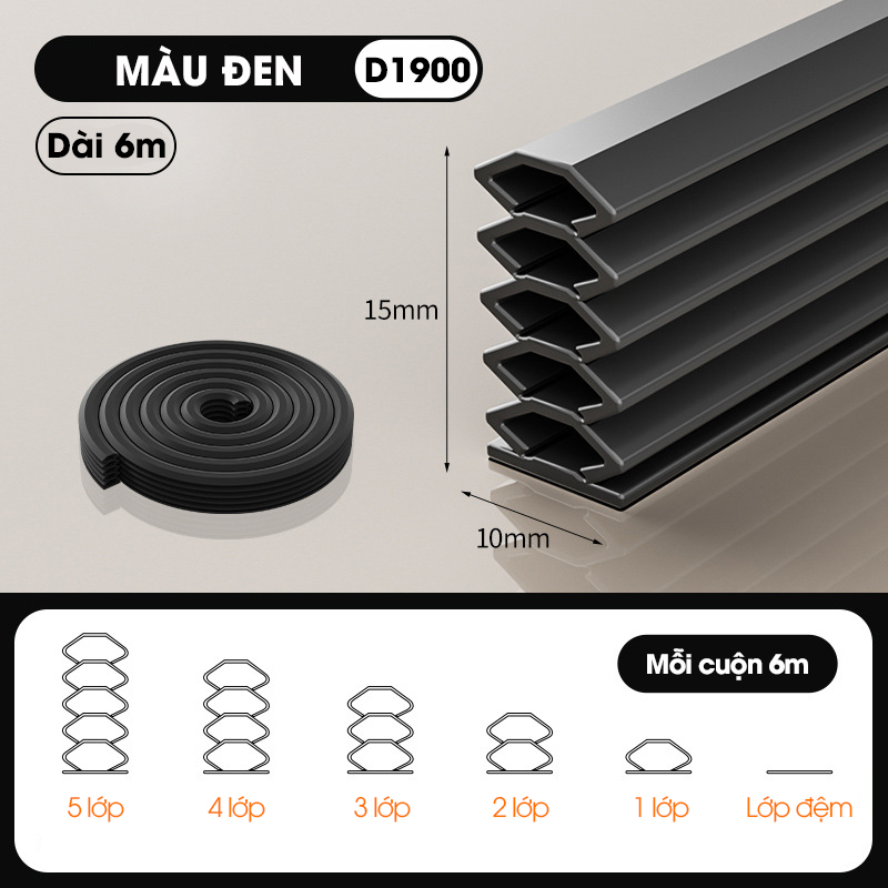 Ron giảm chấn chặn khe cửa D1900, chống va đập, giảm tiếng ồn, ngăn bụi có sẵn keo và có thể tùy chỉnh độ dày