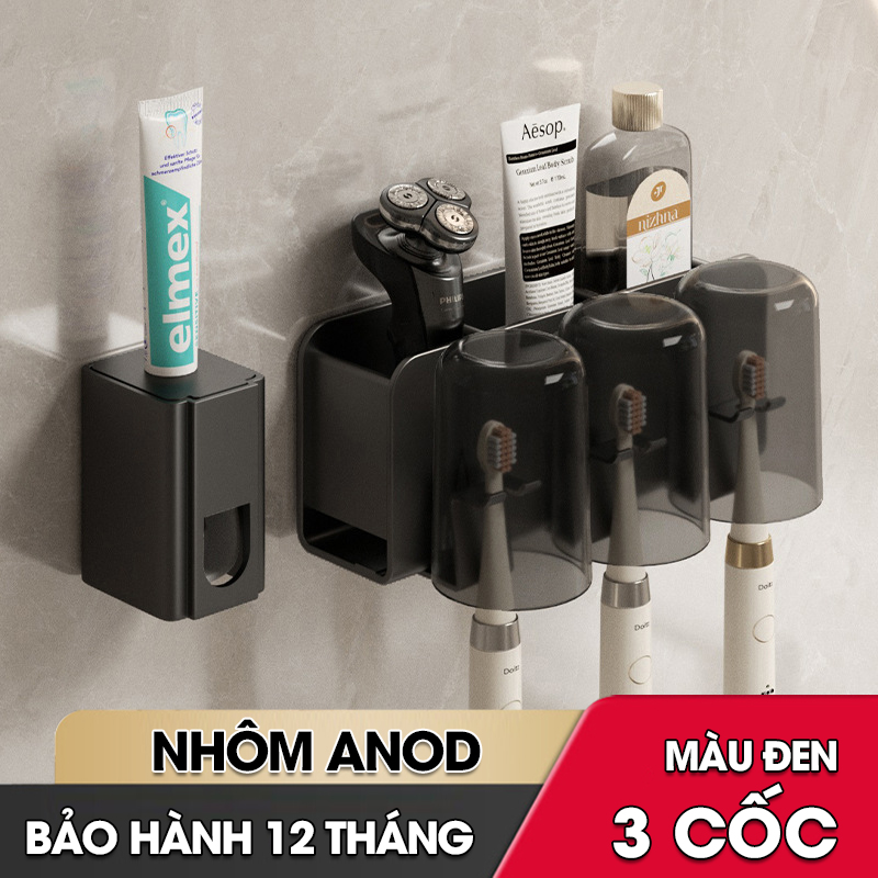 Kệ treo bàn chải và kem đánh răng có kèm cốc và dụng cụ nhã kem tự động LH-5478C