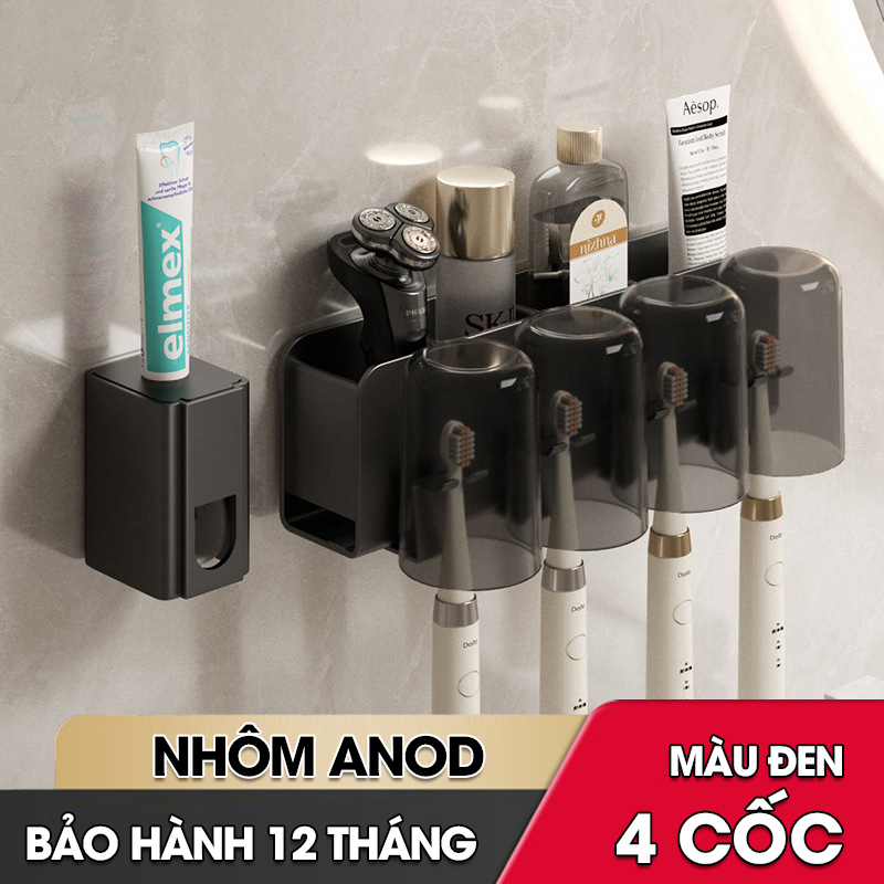 Kệ treo bàn chải và kem đánh răng có kèm cốc và dụng cụ nhã kem tự động LH-5478C