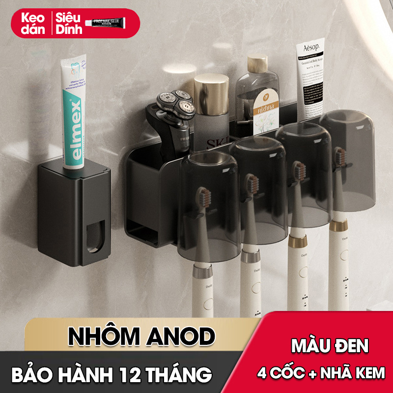 Kệ treo bàn chải và kem đánh răng có kèm cốc và dụng cụ nhã kem tự động LH-5478C
