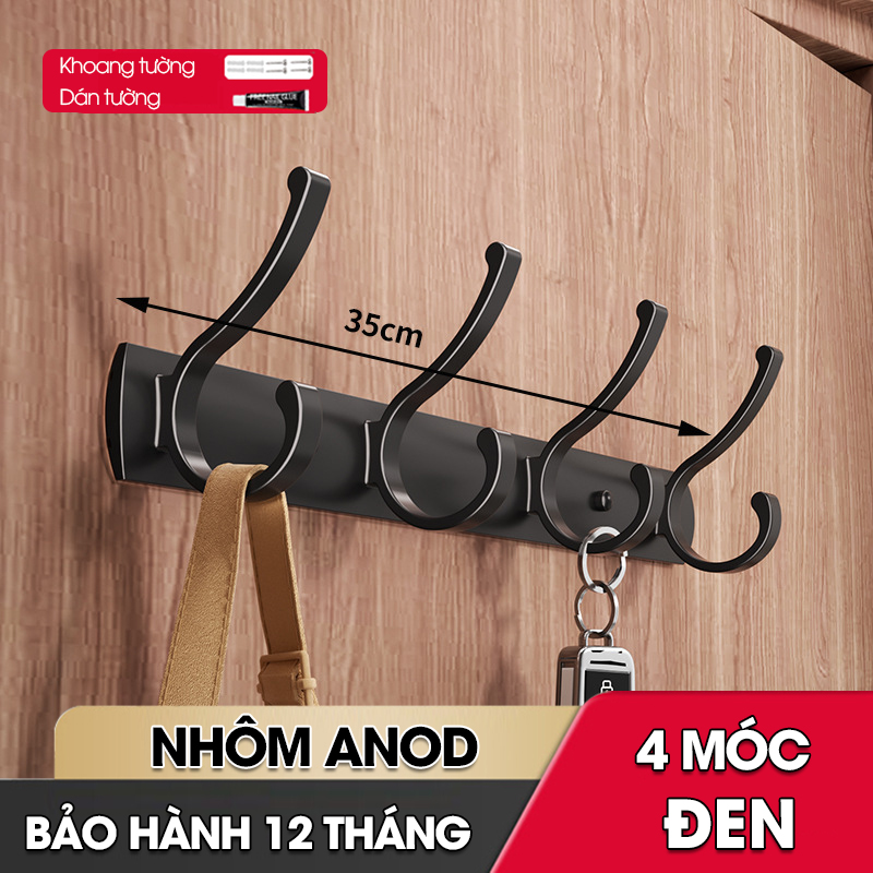 Móc treo tường RX14 Nhôm anod không rỉ, móc treo quần áo phòng ngủ, phòng khách, nhà tắm, nhà bếp, móc treo sau cửa