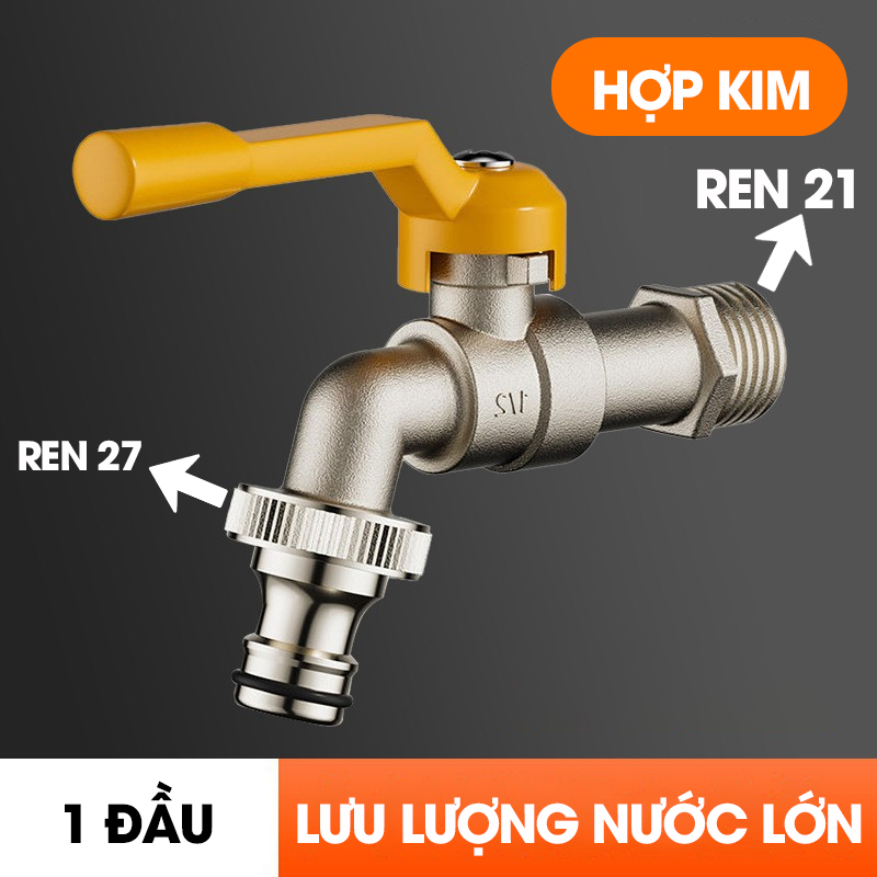Vòi nước xả lưu lượng lớn cao cấp LD-9101, vòi xả hồ, vòi cho máy giặt, vòi nước ngoài trời sân vườn lõi to (Ren 21)